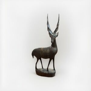 Hand Carved Wooden Antelope/Gazelle Figurine 8 X 5 Inches